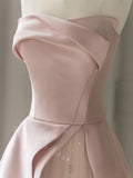 Elegant Strapless Sleeveless A-line Long Prom Dress,SWS2046
