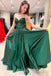 Elegant Spaghetti Straps V-neck Sleeveless A-line Long Prom Dress,SWS2521