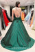 Elegant Spaghetti Straps V-neck Sleeveless A-line Long Prom Dress,SWS2521