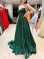 Elegant Spaghetti Straps V-neck Sleeveless A-line Long Prom Dress,SWS2521