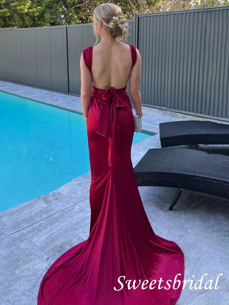 Elegant V-neck Sleeveless Mermaid Long Floor Length Prom Dress,SWS2557