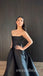 Black Elegant Strapless Sleeveless A-line Long Prom Dress,SWS2507