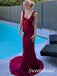 Elegant V-neck Sleeveless Mermaid Long Floor Length Prom Dress,SWS2557