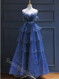 Elegant Sweetheart Sleeveless A-line Long Prom Dress,SWS2130