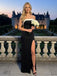 Black and White Sleeveless Side Slit Mermaid Floor Length Prom Party Dress,SWS2584