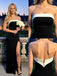 Black and White Sleeveless Side Slit Mermaid Floor Length Prom Party Dress,SWS2584