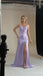 Sexy V-neck Sleeveless Side Slit Mermaid Floor Length Prom Dress,SWS2414