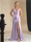 Sexy V-neck Sleeveless Side Slit Mermaid Floor Length Prom Dress,SWS2414