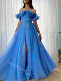 Elegant Off Shoulder Sleeveless A-line Floor Length Prom Dress,SWS2213