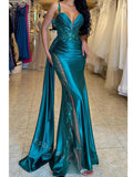 Sexy V-neck Sleeveless Side slit  Mermaid Long Prom Dress,SWS2042