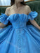 Elegant Off Shoulder Sleeveless A-line Floor Length Prom Dress,SWS2213