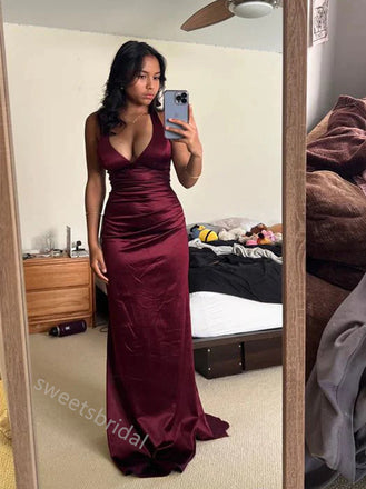 Sexy V-neck Sleeveless Mermaid Long Floor Length Prom Dress,SWS2360