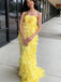 Yellow Ruffle Sleeveless A-line Long Floor Length Prom Dress,SWS2340