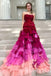 Colorful With Ruffles Strapless Sleeveless Aline Long Prom Dress,SWS2464