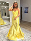 Yellow Sweetheart Sleeveless Side Slit Mermaid Floor Length Prom Dress,SWS2553