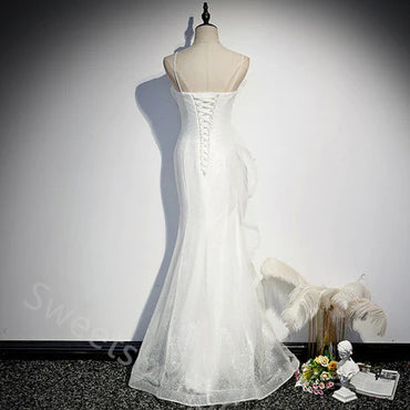 Sexy Spaghetti Straps Sleeveless Mermaid Floor Length Prom Dress,SWS2179