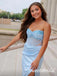 Elegant Blue V-neck Sleeveless Side Slit Mermaid Floor Length Prom Dress,SWS2537