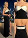 Black and White Sweetheart Side Slit Mermaid Floor Length Prom Party Dress,SWS2589