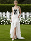 Color-Blocking Lace Ruffles Sleeveless Side Slit A-Line Long Prom Party Dress,SWS2611