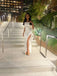 White Spaghetti Straps Sleeveless Side Slit Sheath Floor Length Prom Dress,SWS2321