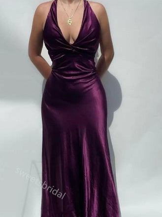 Sexy Deep V-neck Sleeveless Sheath Long Floor Length Prom Dress,SWS2367