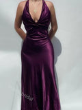 Sexy Deep V-neck Sleeveless Sheath Long Floor Length Prom Dress,SWS2367