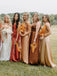 Sexy Mismatched Spaghetti Straps A-line Long Bridesmaid Dresses, SWE1433