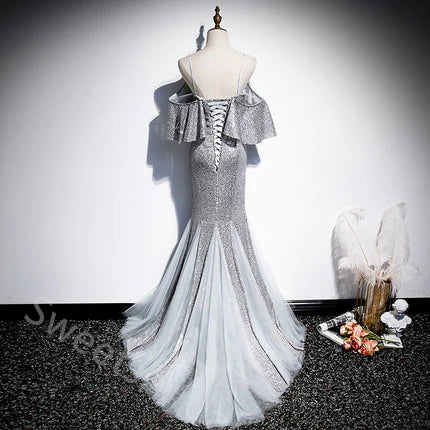 Sexy Off  Shoulder Sleeveless Mermaid Floor Length Prom Dress,SWS2178