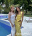 Yellow Sleeveless Mermaid Two-Pieces Long Floor Length Prom Dress,SWS2563