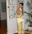 Yellow Sleeveless Mermaid Two-Pieces Long Floor Length Prom Dress,SWS2563