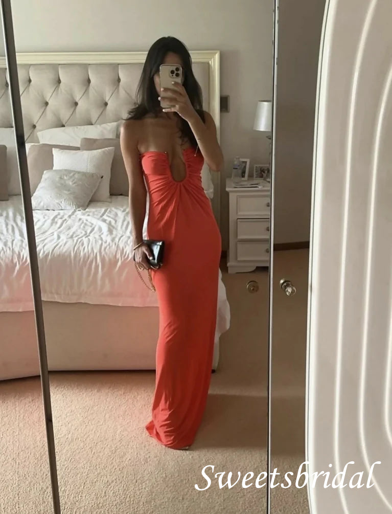 Sexy Strapless Sleeveless Mermaid Long Floor Length Prom Dress,SWS2562