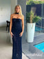 Dark Navy Strapless Mermaid Lace Long Floor Length Prom Dress,SWS2560