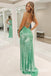 Sparkly Jewel Sleeveless Mermaid Side Slit Long Floor Length Prom Dress,SWS2559