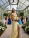 Elegant Yellow Ruffle Side Slit Sleeveless Mermaid Floor Length Prom Party Dress,SWS2586
