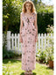 Floral Bow Knot Straps Sleeveless Mermaid Ankle Length Prom Party Dress,SWS2613