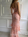 Pink V-neck Sleeveless Mermaid Long Prom Dress,SWS2469