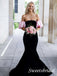 Black and Pink Off Shoulder Sleeveless Mermaid Floor Length Prom Dress,SWS2539