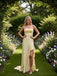 Elegant Yellow Ruffle Side Slit Sleeveless Mermaid Floor Length Prom Party Dress,SWS2586
