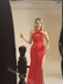 Red Halter Sleeveless Side Slit Mermaid Floor Length Prom Dress,SWS2416