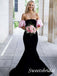 Black and Pink Off Shoulder Sleeveless Mermaid Floor Length Prom Dress,SWS2539