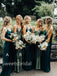 Mismatched Elegant V-neck Sleeveless A-line Long Bridesmaid Dressess, SWE1399