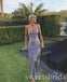 Grey Simple Jewel Sleeveless Mermaid Long Prom Dress,SWS2432