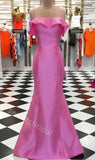 Pink Ruffle Sleeveless Simple Mermaid Floor Length Prom Dress,SWS2271