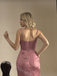 Dusty Rose V-neck Side Slit Sheath Long Bridesmaid Dresses, SWE1417