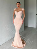 Sexy Sweetheart Cap sleeves Mermaid Long Prom Dress,SW2011