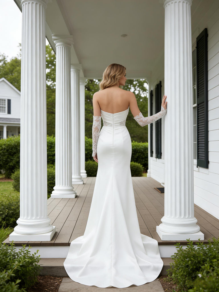 Elegant V-Neck Lace Sleeveless Mermaid Floor Length Prom Party Dress,SWS2617