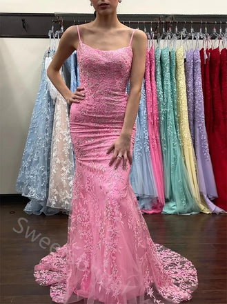 Sexy Spaghetti Straps Sleeveless Mermaid  Long Prom Dress,SWS2141