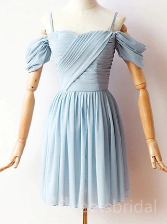 Mismatched V-neck Sleeveless A-line Short Mini Homecoming Dress, BTW355