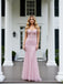 Cute Pink V-Neck Sleeveless Mermaid Floor Length Prom Party Dress,SWS2618