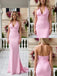 Simple Jersey V-Neck Sleeveless Mermaid Long Prom Party Dress,SWS2622
